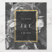 ブラック金ゴールドローズ結婚ブーケ ワインラベル (シングルラベル)