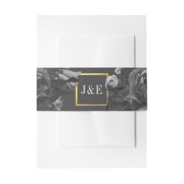 ブラック金ゴールドローズ結婚ブーケ 招待状ベリーバンド