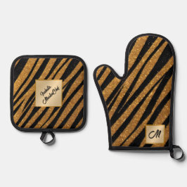 ブラック金ゴールドヴィンテージアールデココレクシモダンョン 鍋つかみ&鍋敷きセット