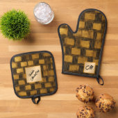 ブラック金ゴールドヴィンテージアールデココレクシ人気があるョン 鍋つかみ&鍋敷きセット (トップダウン)