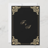 ブラック金ゴールドヴィンテージイスラム結婚教徒 招待状 (裏面)