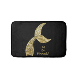 ブラック金ゴールド人魚 バスマット