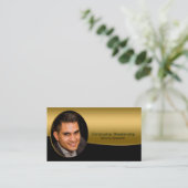 ブラック金ゴールド任意のプロフェッショナルカスタム写真 名刺 (スタンド正面)