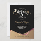 ブラック金ゴールド任意の年齢の誕生日パーティーの招待 招待状 (正面)
