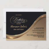 ブラック金ゴールド任意の年齢の誕生日パーティーの招待 招待状 (正面)