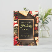ブラック金ゴールド企業のクラスホリデーパーティインヴィータI 招待状 (スタンド正面)