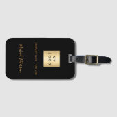 ブラック金ゴールド会社のロゴ名 ラゲッジタグ (正面横)
