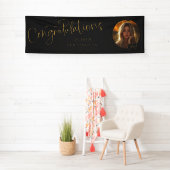 ブラック金ゴールド写真おめでとう大学院バナー 横断幕 (インサイチュ)