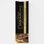 ブラック金ゴールド写真おめでとう大学院バナー 横断幕 (縦)