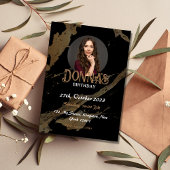 ブラック金ゴールド写真の誕生日パーティーへの招待 招待状