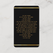ブラック金ゴールド写真十字葬式祈りの言葉カード 名刺 (裏面)