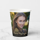 ブラック金ゴールド写真卒業パーティー 紙コップ (裏面)