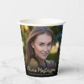 ブラック金ゴールド写真卒業パーティー 紙コップ (正面)