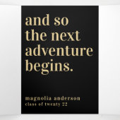 ブラック金ゴールド写真卒業パーティーNext Adventure 三つ折り招待状 (内部中)