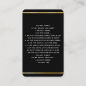 ブラック金ゴールド写真葬儀祈りの言葉カード 名刺 (裏面)