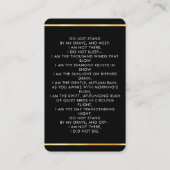 ブラック金ゴールド写真葬儀祈りの言葉カード 名刺 (裏面)