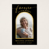 ブラック金ゴールド写真葬儀記念祈りの言葉カード (正面)