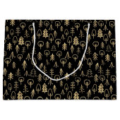 ブラック金ゴールド冬木パターン（の模様が）ある大抱き枕 ラージペーパーバッグ (正面)