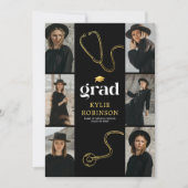 ブラック金ゴールド医療写真卒業パーティー 招待状 (正面)