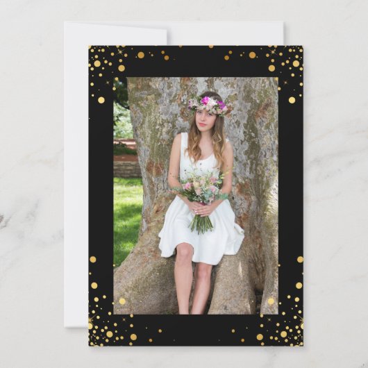 ブラック金ゴールド医療看護学校卒業会 招待状 (裏面)