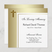 ブラック金ゴールド十字架の愛の記憶の記念碑 招待状 (正面/裏面)