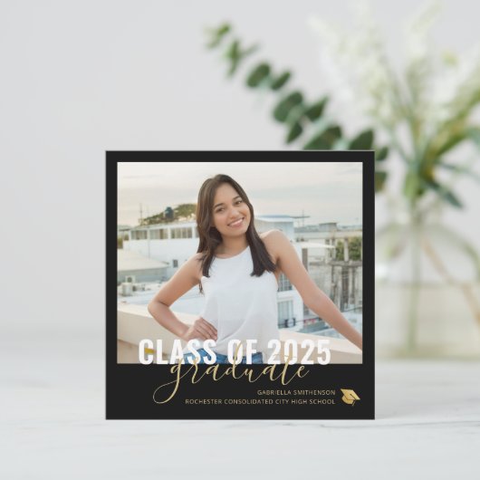 ブラック金ゴールド卒業オープンハウススクエアアナウンセム 案内状 (スタンド正面)