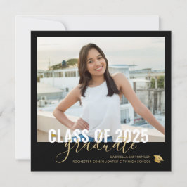 ブラック金ゴールド卒業オープンハウススクエアアナウンセム 案内状