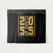 ブラック金ゴールド卒業クラスオブスポーティタイポグラフィ タペストリー (正面(横))