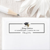 ブラック金ゴールド卒業クラスキャップとタッセルアドレス ラベル (インサイチュ)