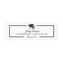 ブラック金ゴールド卒業クラスキャップとタッセルアドレス ラベル