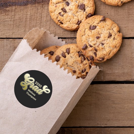 ブラック金ゴールド卒業パーティーの好意カスタム ラウンドシール