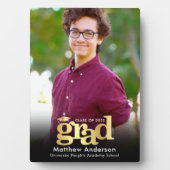 ブラック金ゴールド卒業写真はっきりしたタイポグラフィモダン フォトプラーク (正面)