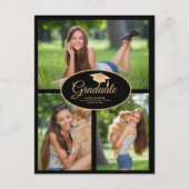 ブラック金ゴールド卒業写真クラス2024 案内ポストカード (正面)