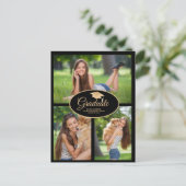 ブラック金ゴールド卒業写真クラス2024 案内ポストカード (スタンド正面)