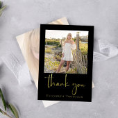 ブラック金ゴールド卒業写真サンキューカスタム サンキューカード