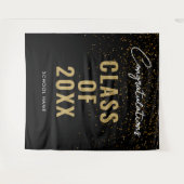 ブラック金ゴールド卒業写真ブース背景 タペストリー (正面(横))