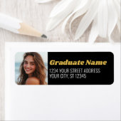 ブラック金ゴールド卒業写真差出人住所 ラベル (インサイチュ)