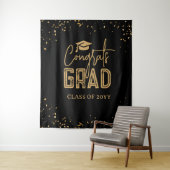 ブラック金ゴールド卒業式2025フォトブースTapestry タペストリー (インサイチュ)