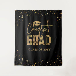 ブラック金ゴールド卒業式2025フォトブースTapestry タペストリー