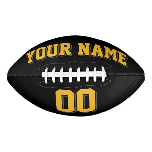 ブラック金ゴールド及びチャコールグレーカスタムフットボール アメリカンフットボール (正面)