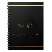 ブラック金ゴールド名スクリプトのミニマル ノートブック (正面)