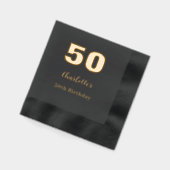 ブラック金ゴールド名優雅な誕生日パーティー 箔ナプキン (左)