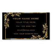 ブラック金ゴールド名刺マグネットゴールデンフレーム マグネット名刺 (正面)