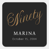 ブラック金ゴールド名台本90歳の誕生日 スクエアシール (正面)