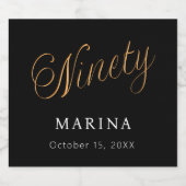 ブラック金ゴールド名台本90歳の誕生日 スパークリングワインラベル (シングルラベル)