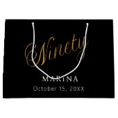 ブラック金ゴールド名台本90歳の誕生日 ラージペーパーバッグ (正面)