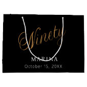 ブラック金ゴールド名台本90歳の誕生日 ラージペーパーバッグ (裏面)