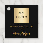 ブラック金ゴールド名署名ビジネスロゴつるラベル フェイバータグ (正面)