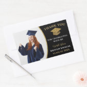 ブラック金ゴールド大学院写真卒業 長方形シール (封筒)