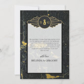 ブラック金ゴールド大理石アールデコ結婚ズ サンキューカード (正面)
